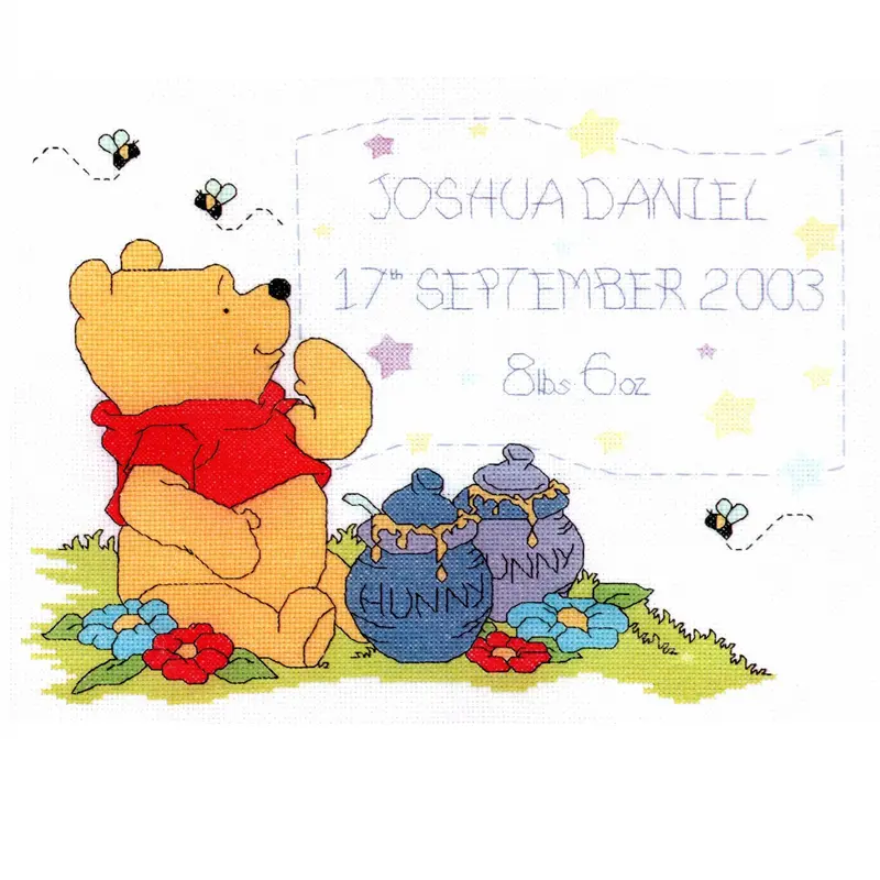 Winnie The Pooh Hunnypot Birth Sampler Cross Stitch Kit — Designer Stitches D167 (2003) 1
