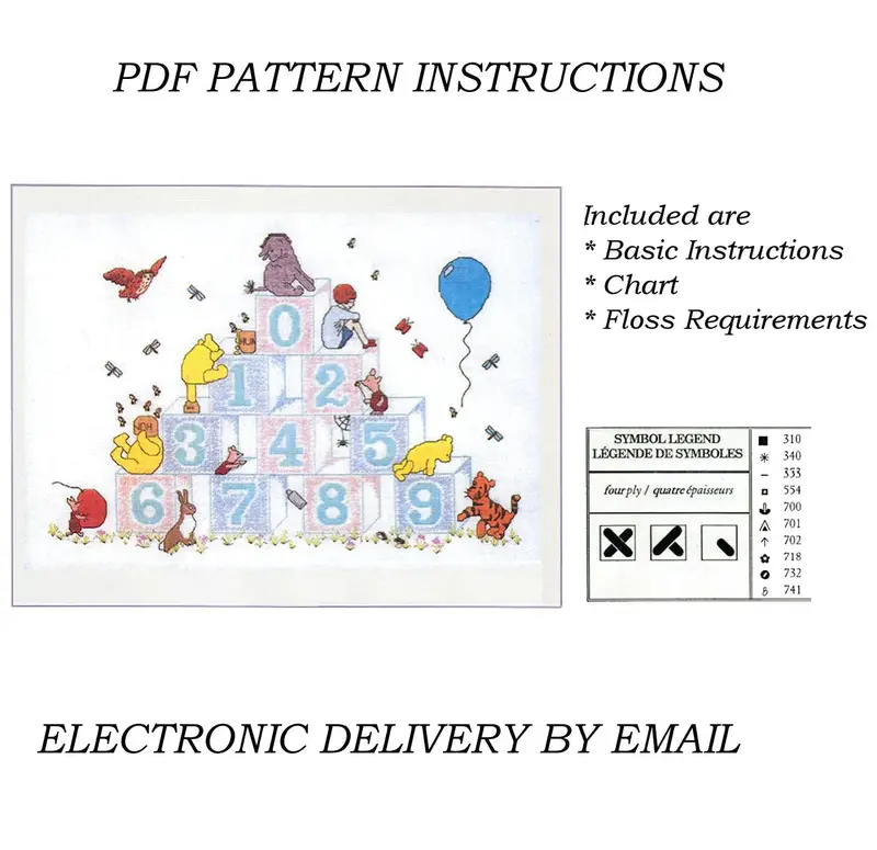 Winnie The Pooh Numbered Sampler Cross Stitch Pattern: Learning Counting Through Classic Characters 1