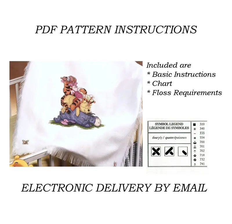 Winnie The Pooh 'Snoozy Day' Counted Cross-Stitch Afghan Pattern – Pdf Chart For Baby Blanket Featuring Eeyore, Tigger & Friends 1