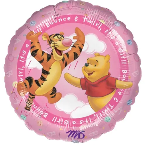 Winnie The Pooh & Tigger 'It'S A Girl' Balloon – 18" Pink Baby Shower Decoration 1