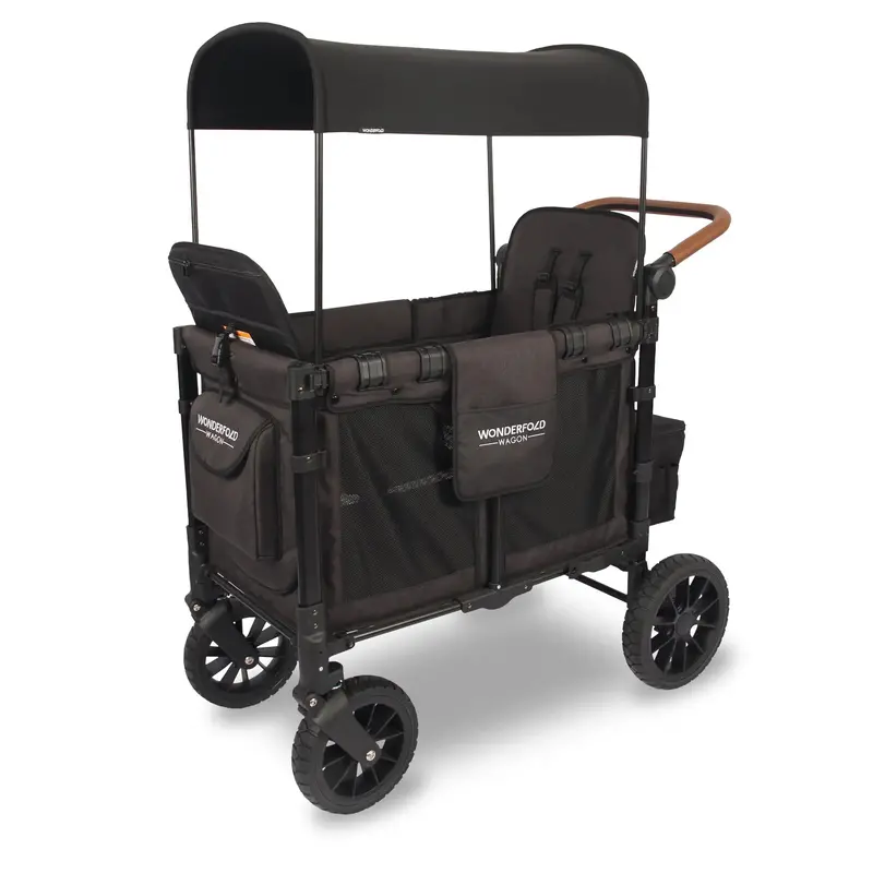 Wonderfold W2 Luxe 2-Seater Multifunctional Stroller Wagon – Volcanic Black 1