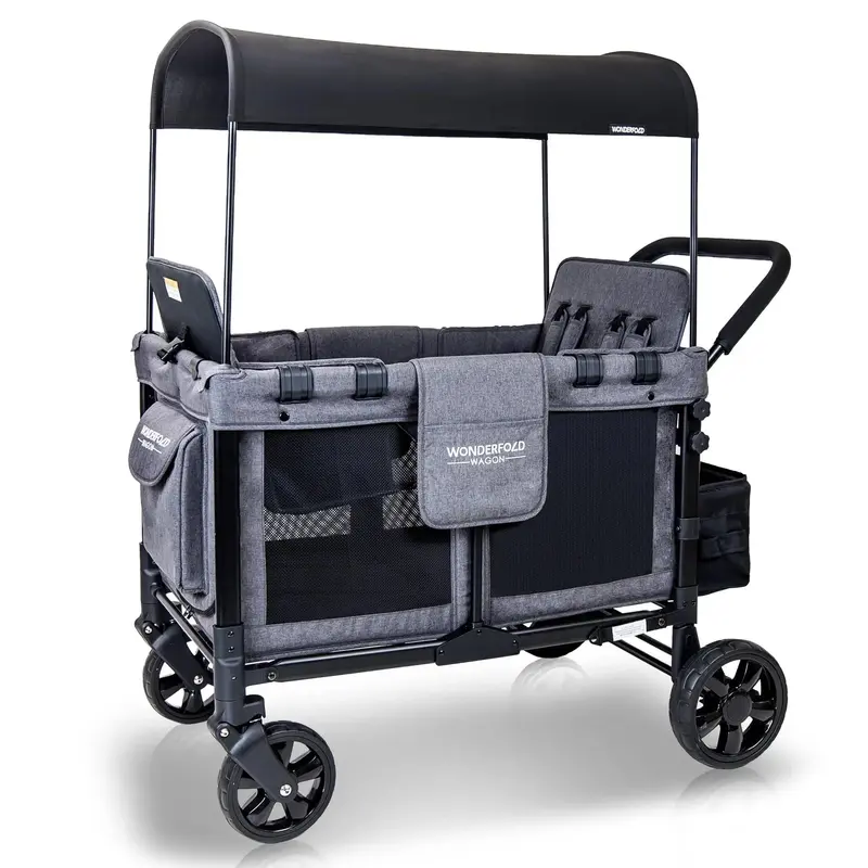 Wonderfold W4 Four-Seat Stroller Wagon – Charcoal Gray 1