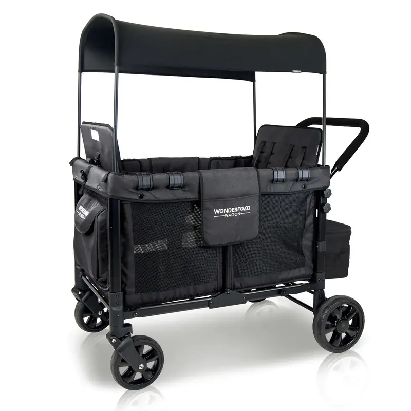 Wonderfold W4 Original Quad-Seat Stroller Wagon – Volcanic Black 1