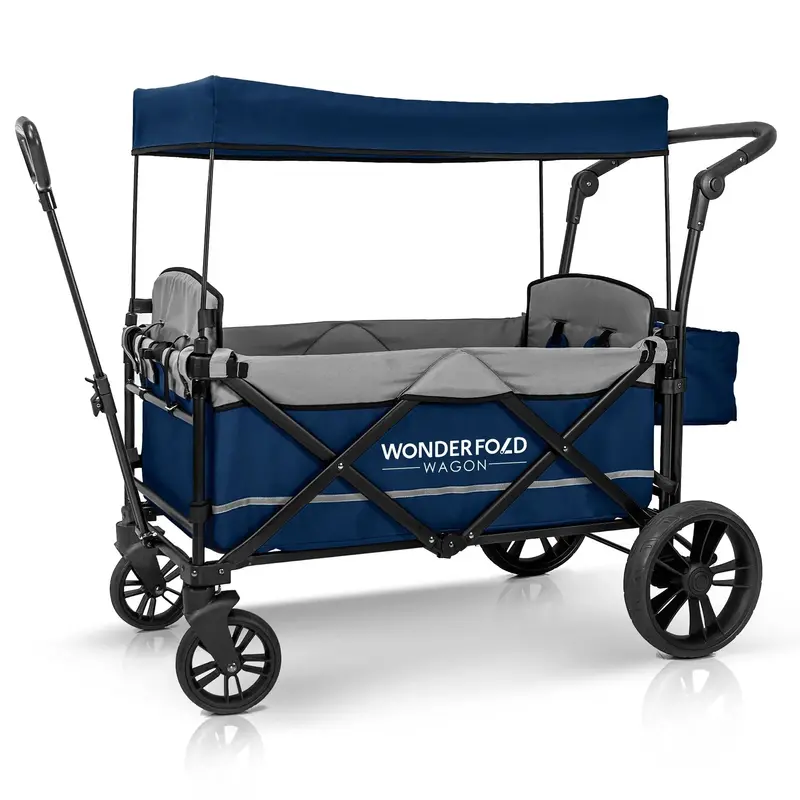 Wonderfold X2 Dual-Seat Pull-And-Push Stroller Wagon – Navy Blue 1