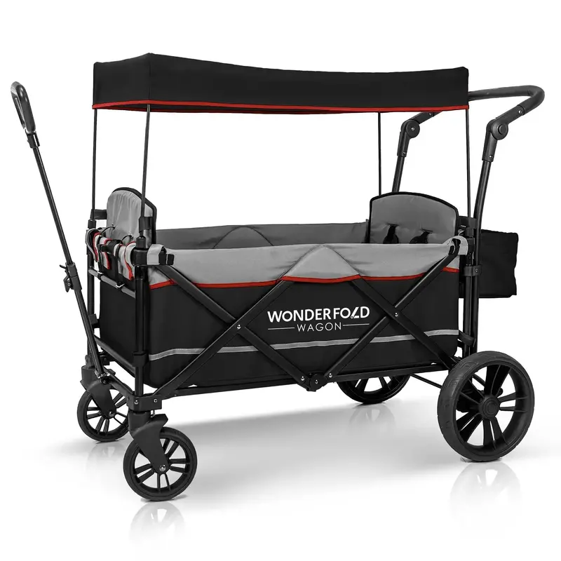 Wonderfold X2 Dual-Seat Pull-And-Push Stroller Wagon – Onyx Black 1