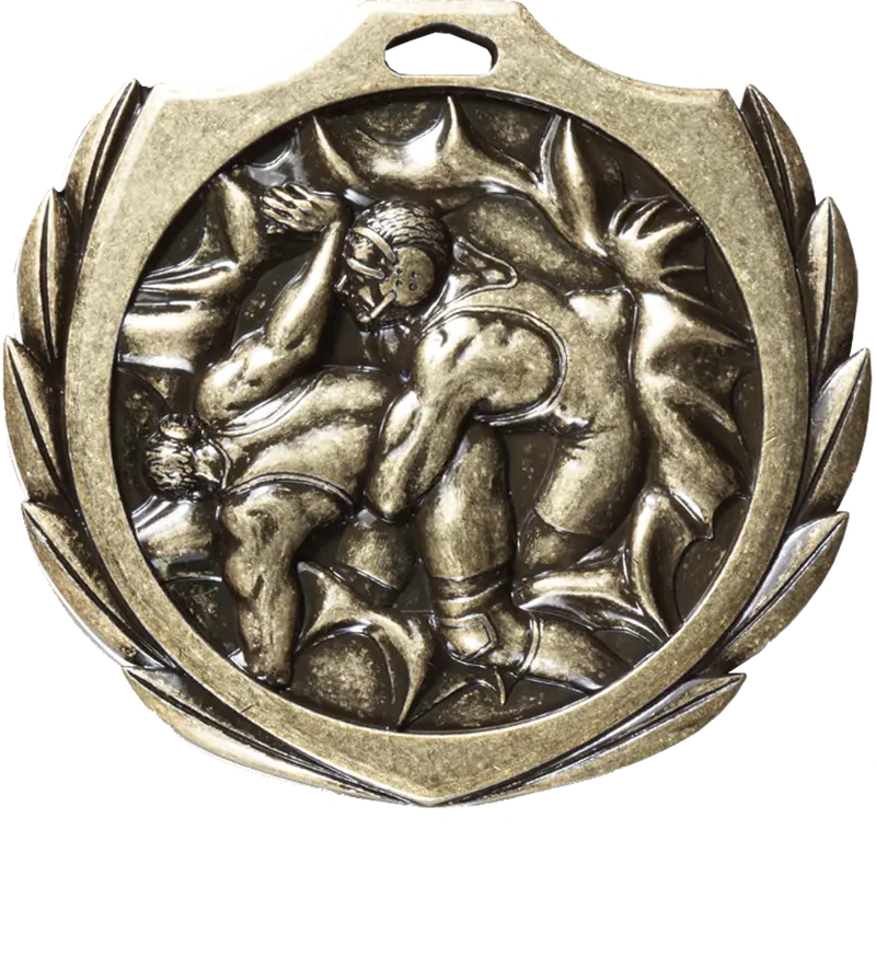 Wrestling Medal With Burst Wreath Motif 1